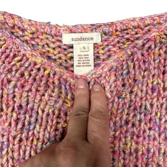 Sundance Pastel Chunky Crochet Knit Silk Blend Top Size Small - Picture 8 of 8